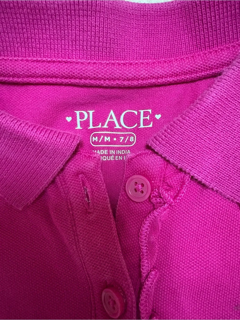 The Children's Place Fuchsia Pink Polo Shirt with ruffle trim. Size M (7-8)